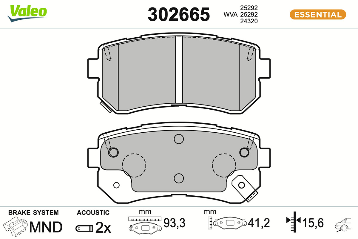 Brake Pad Set, disc brake - 302665 VALEO