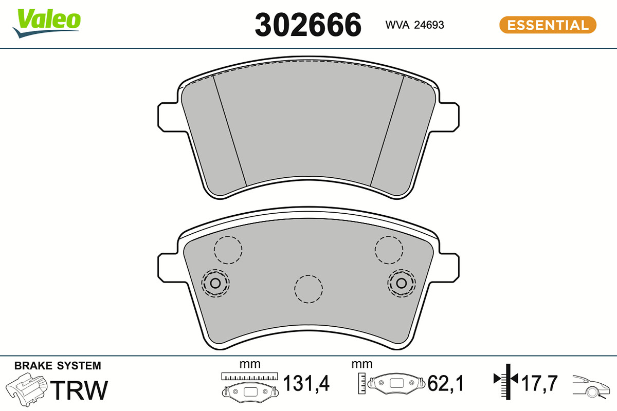 Brake Pad Set, disc brake - 302666 VALEO