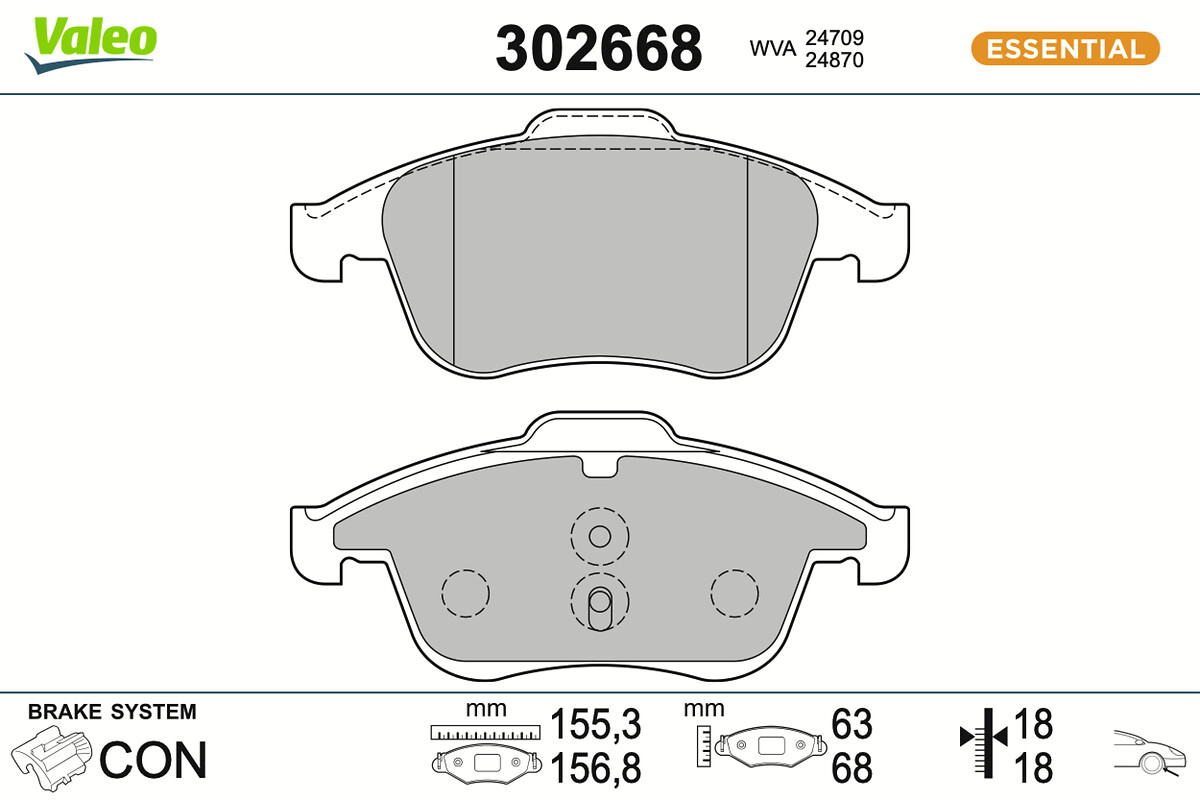 Brake Pad Set, disc brake - 302668 VALEO