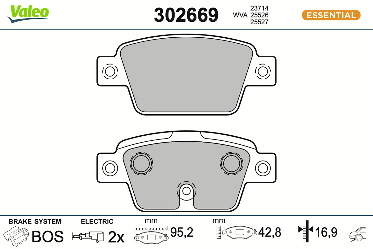 Brake Pad Set, disc brake - 302669 VALEO