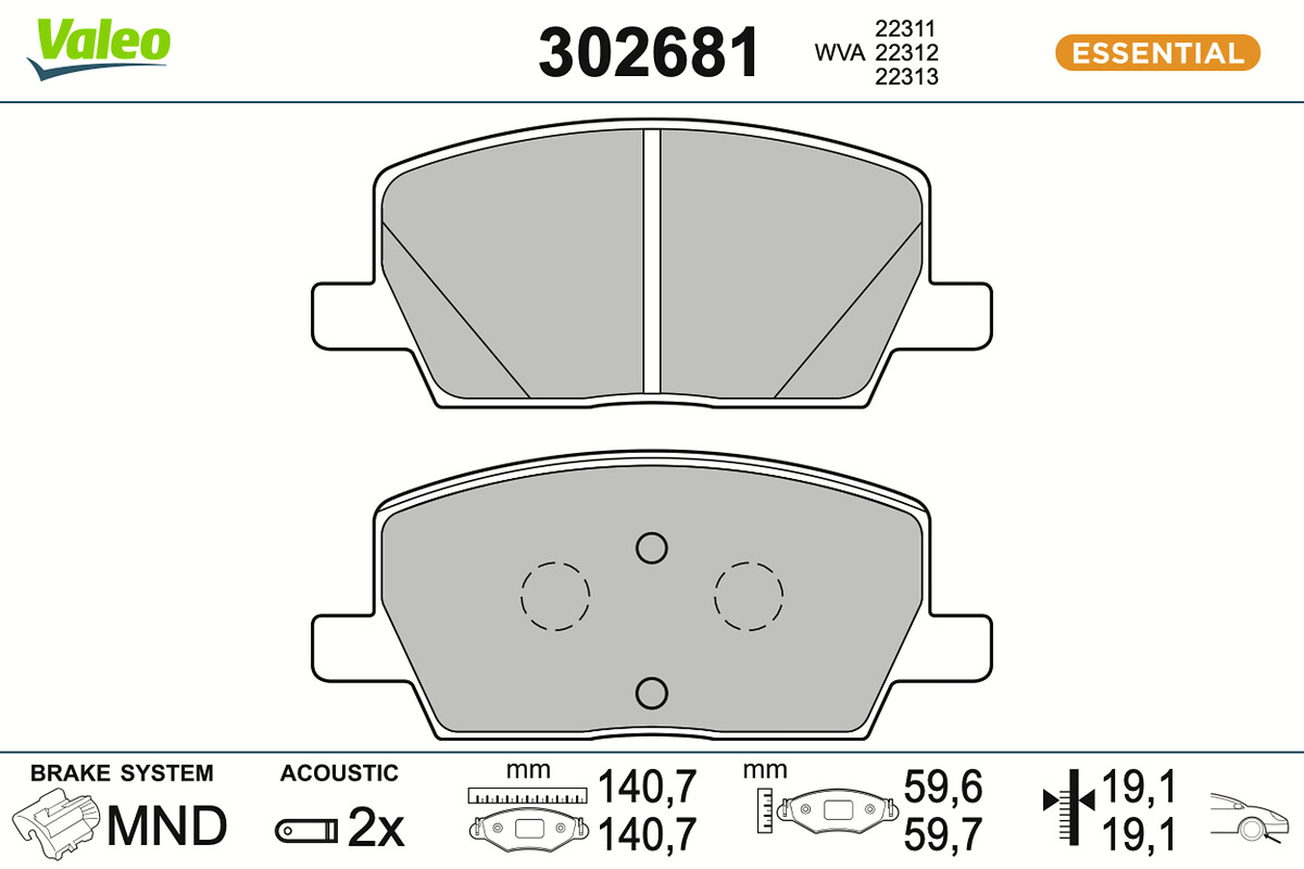 Brake Pad Set, disc brake - 302681 VALEO