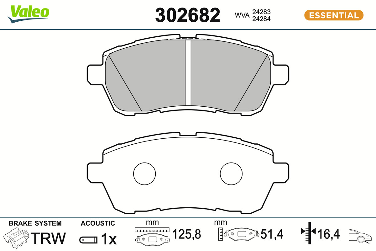 Brake Pad Set, disc brake - 302682 VALEO
