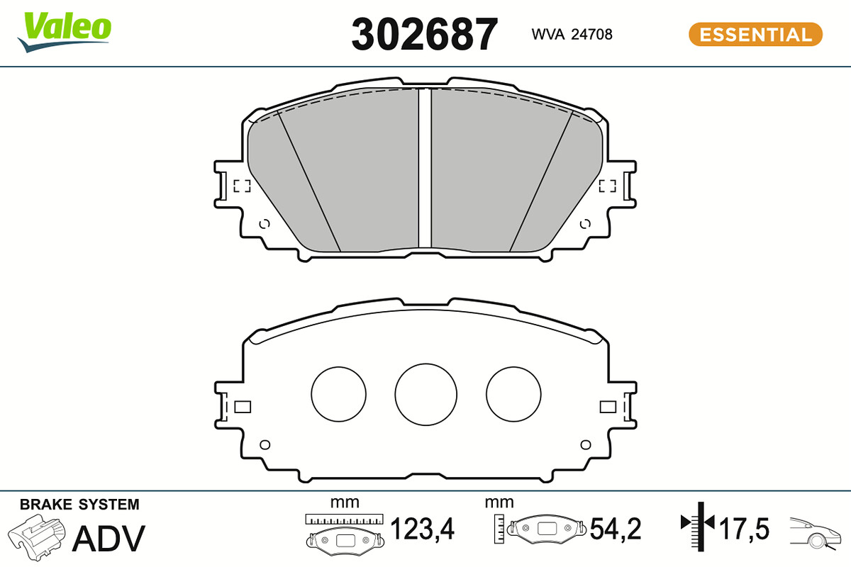 Brake Pad Set, disc brake - 302687 VALEO