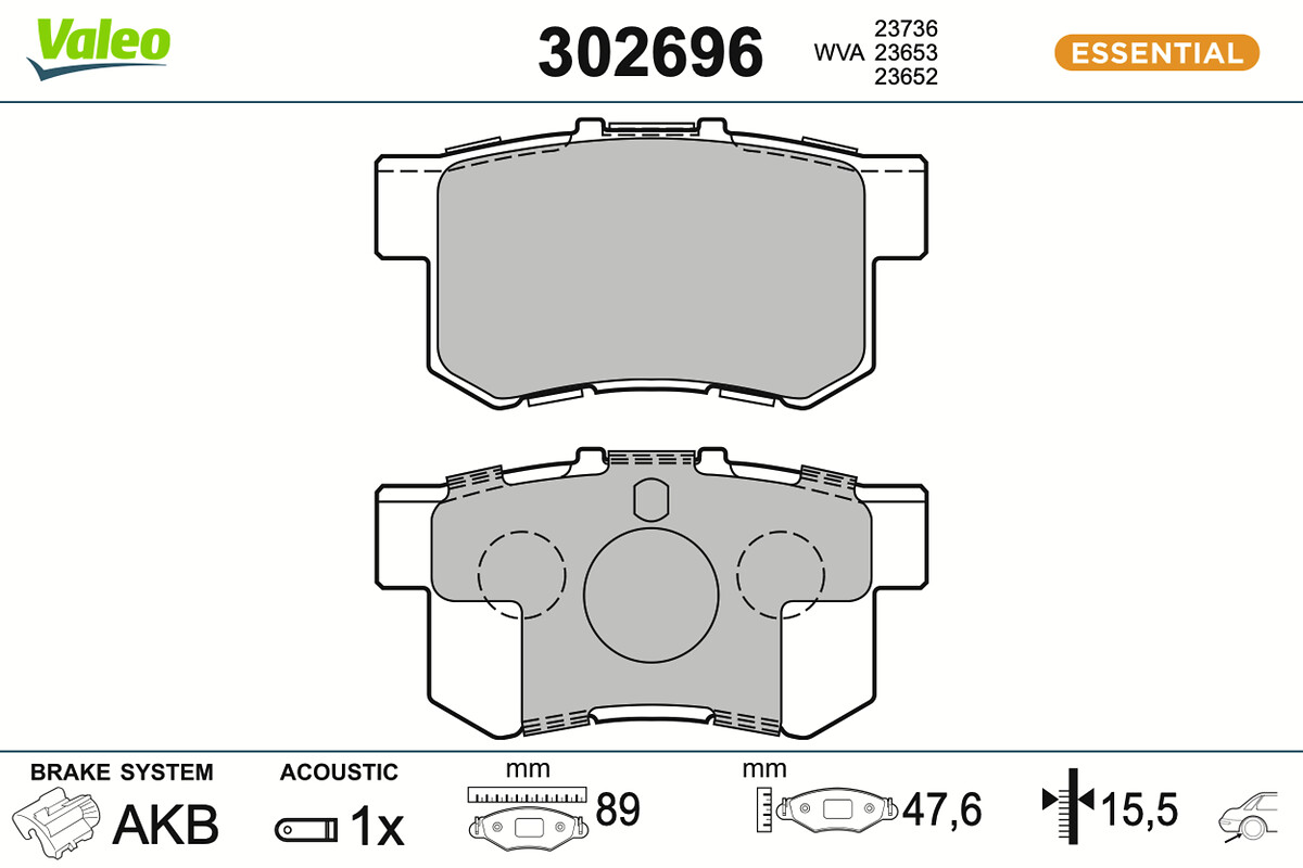Brake Pad Set, disc brake - 302696 VALEO