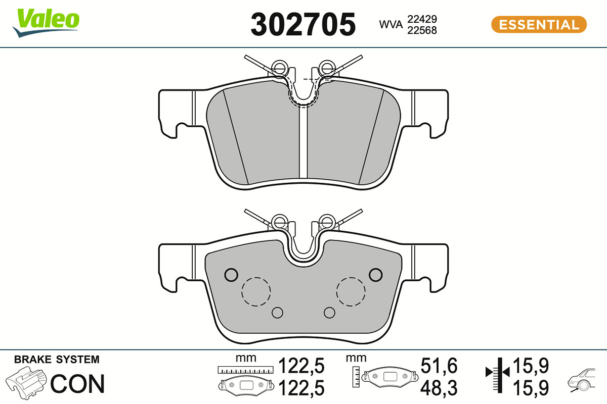 Brake Pad Set, disc brake - 302705 VALEO