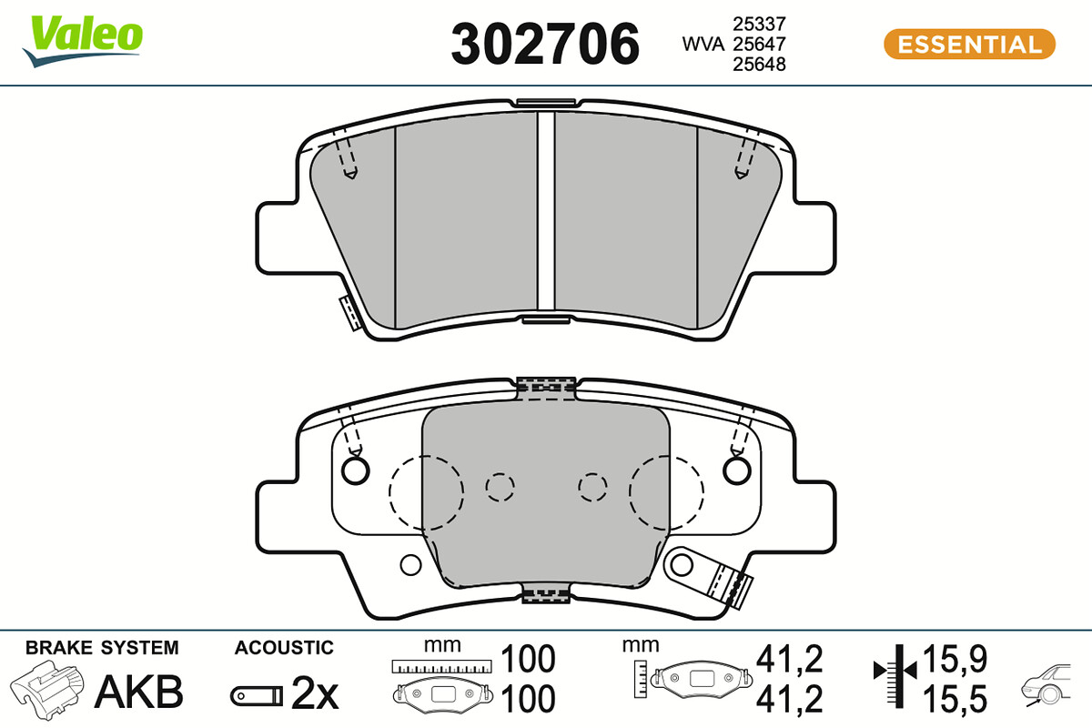 Brake Pad Set, disc brake - 302706 VALEO