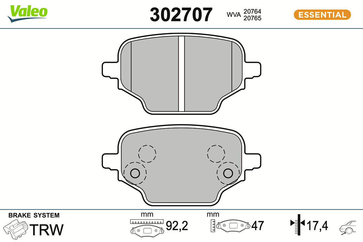 Brake Pad Set, disc brake - 302707 VALEO