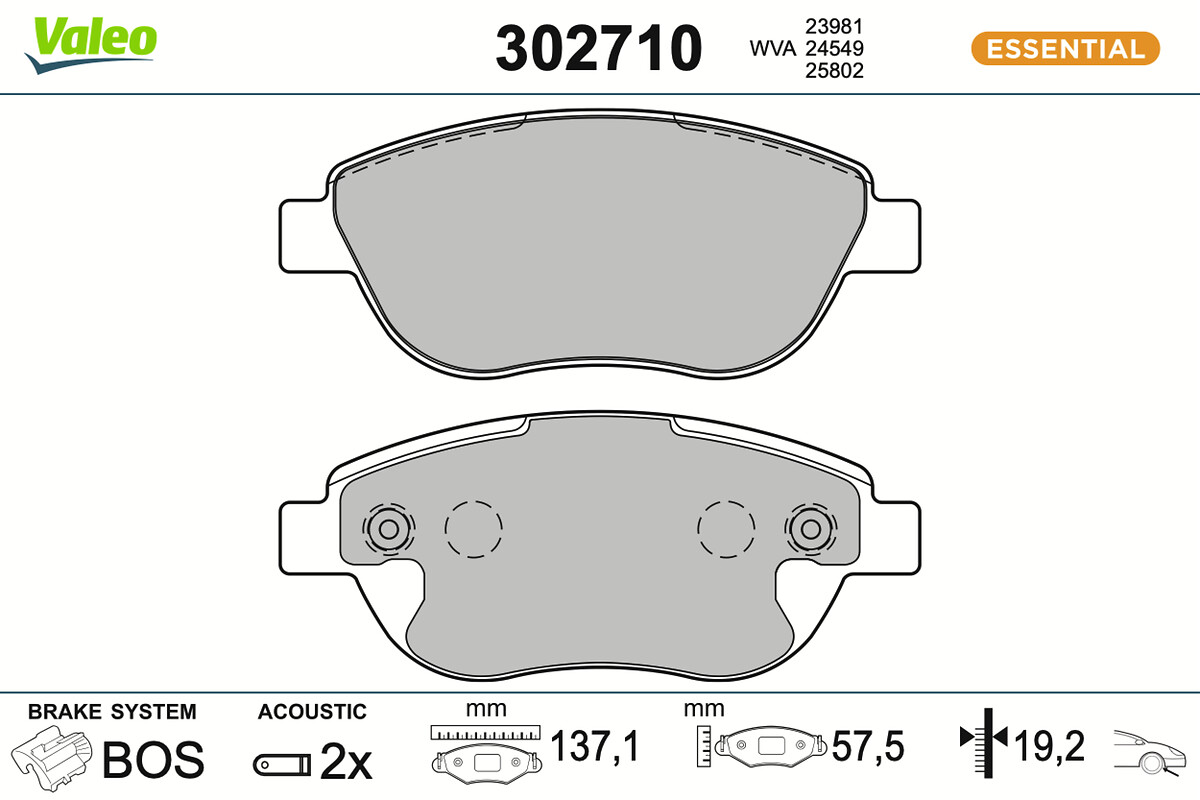Brake Pad Set, disc brake - 302710 VALEO