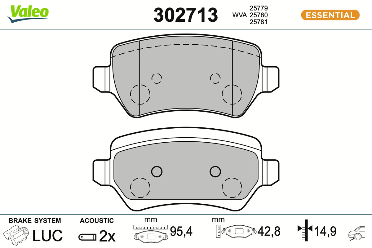Brake Pad Set, disc brake - 302713 VALEO