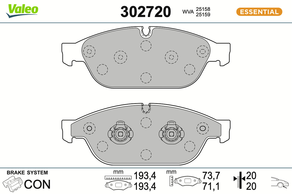 Brake Pad Set, disc brake - 302720 VALEO