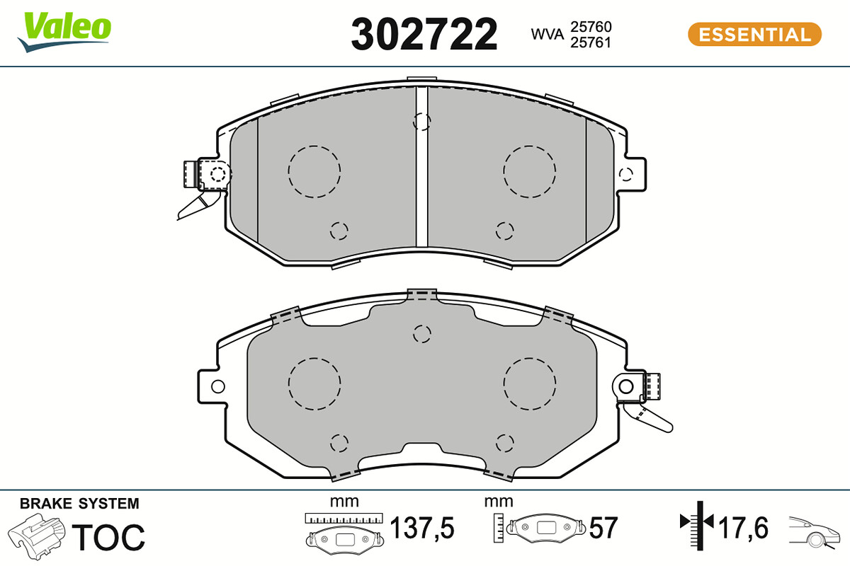 Brake Pad Set, disc brake - 302722 VALEO