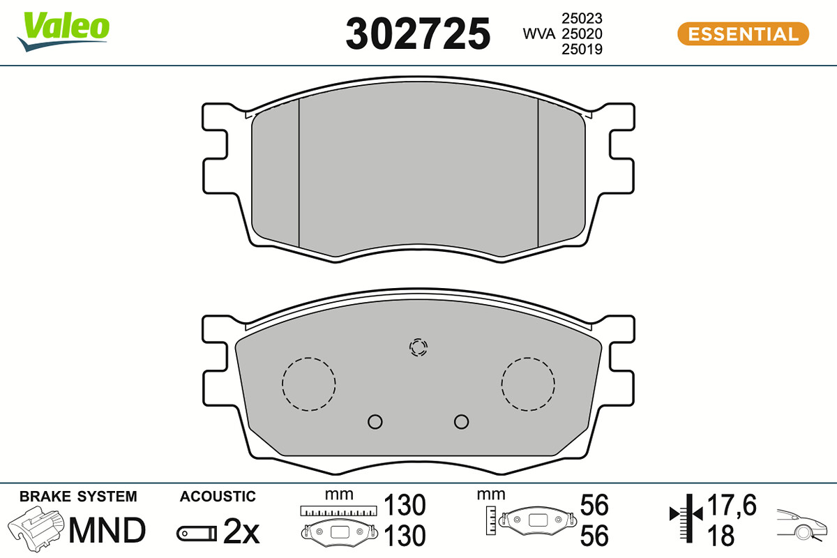 Brake Pad Set, disc brake - 302725 VALEO