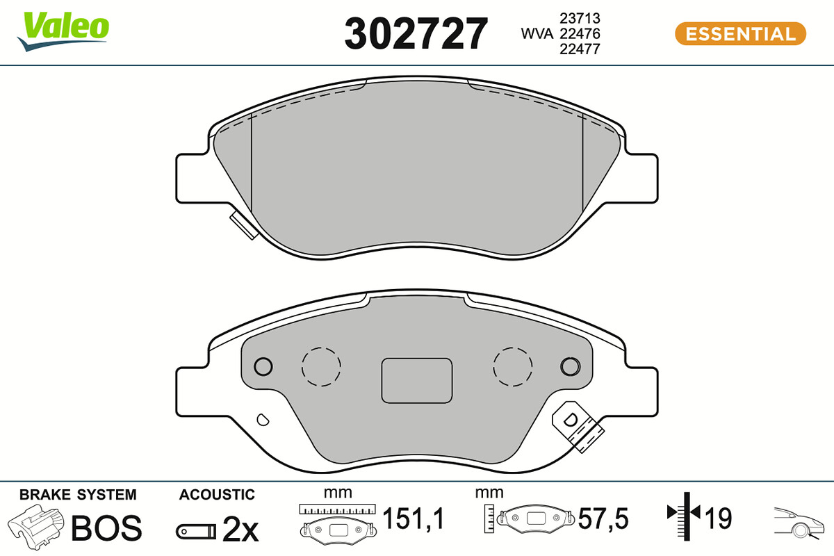 Brake Pad Set, disc brake - 302727 VALEO