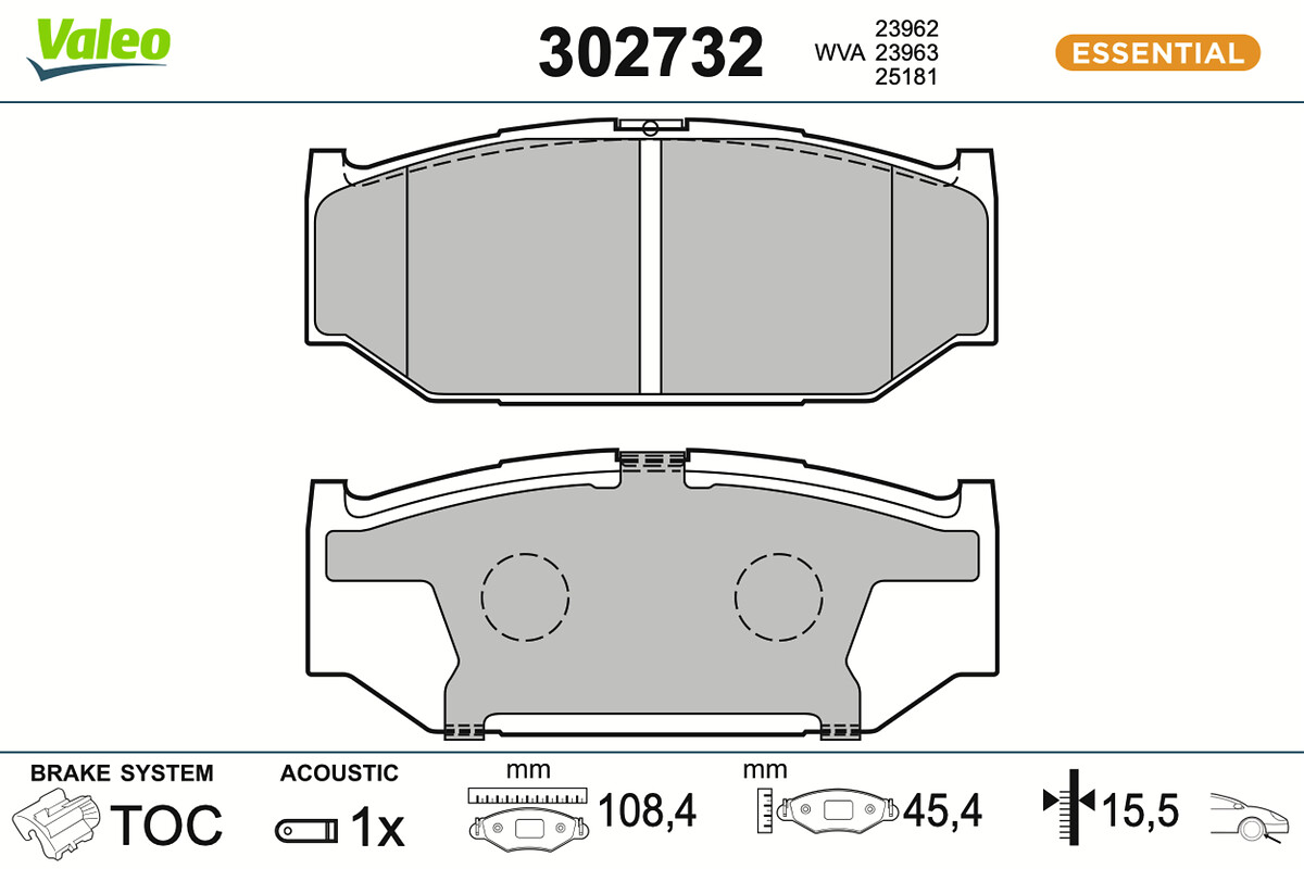 Brake Pad Set, disc brake - 302732 VALEO