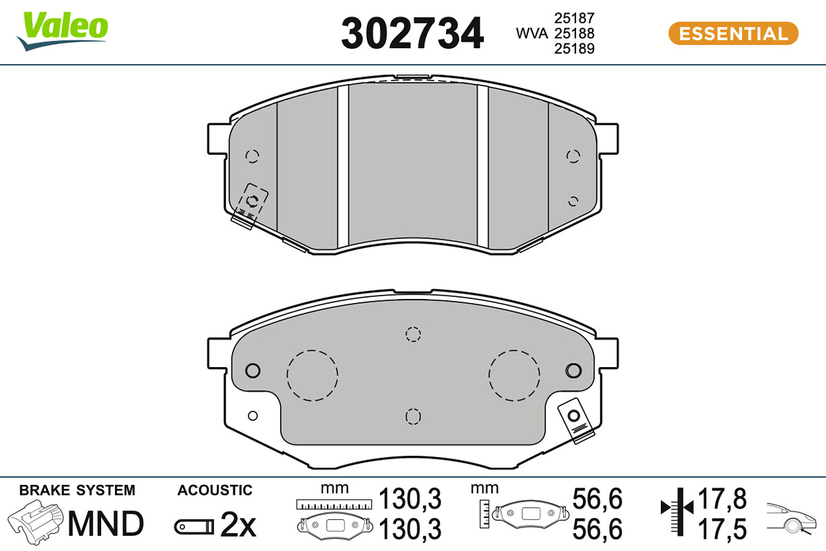 Brake Pad Set, disc brake - 302734 VALEO