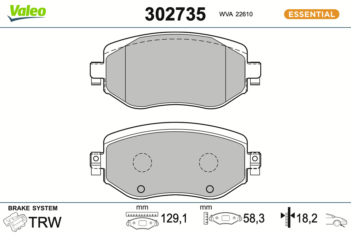 Brake Pad Set, disc brake - 302735 VALEO