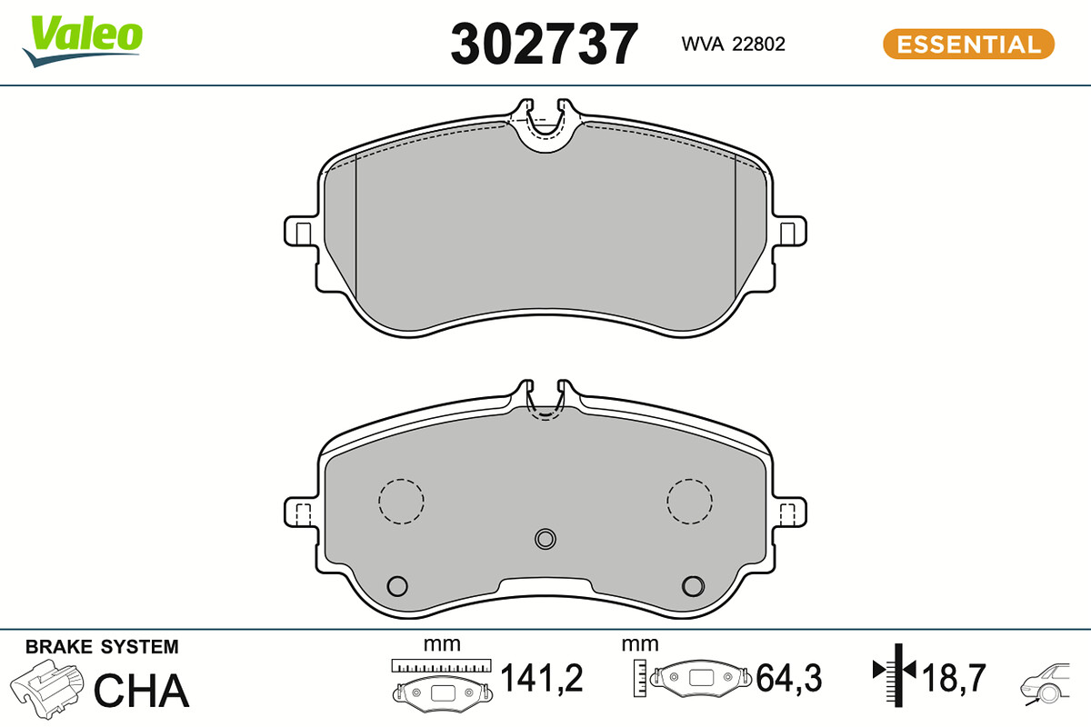 Brake Pad Set, disc brake - 302737 VALEO