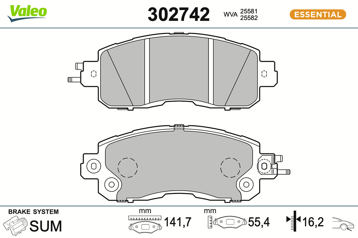 Brake Pad Set, disc brake - 302742 VALEO