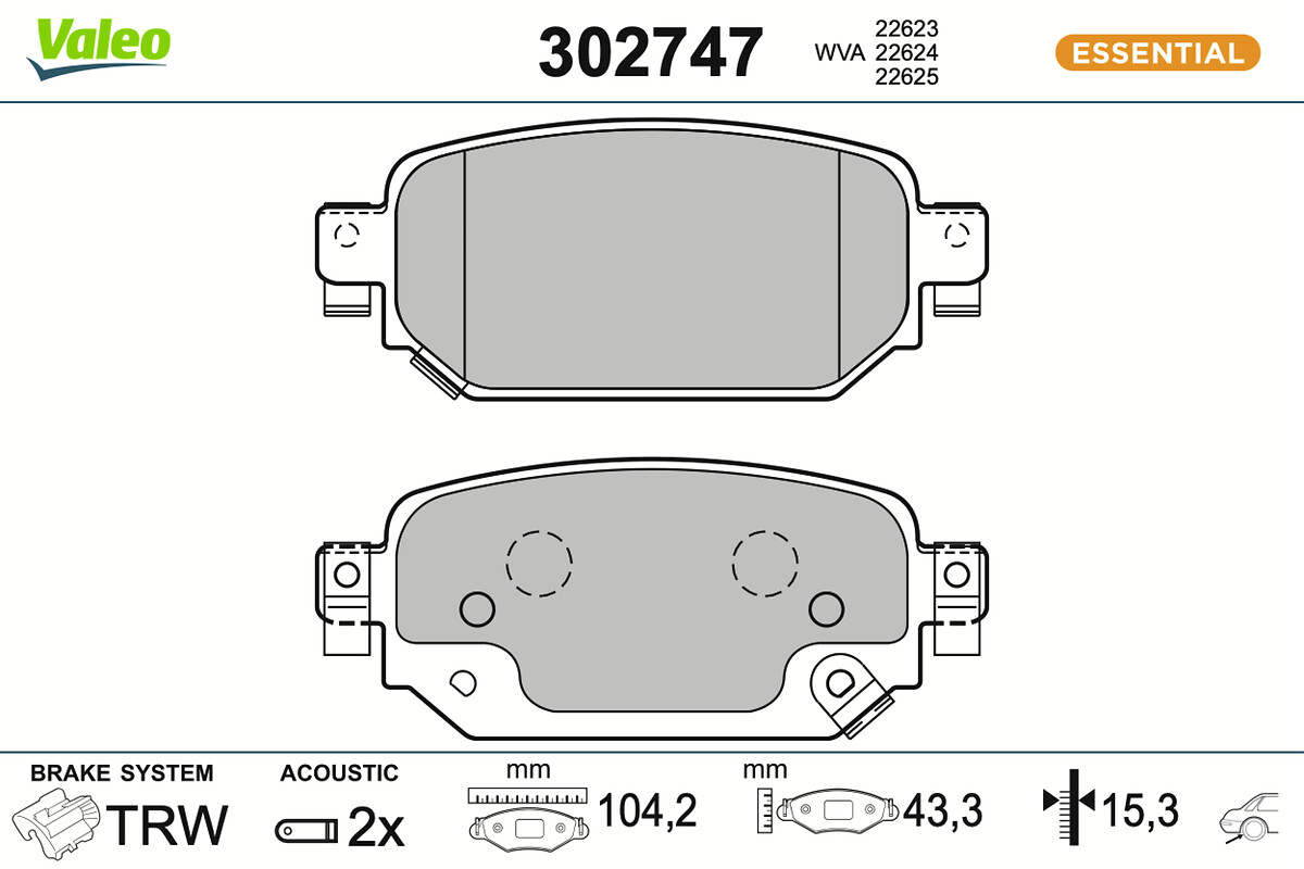 Brake Pad Set, disc brake - 302747 VALEO