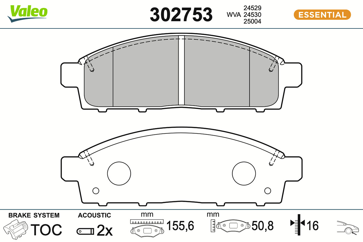 Brake Pad Set, disc brake - 302753 VALEO