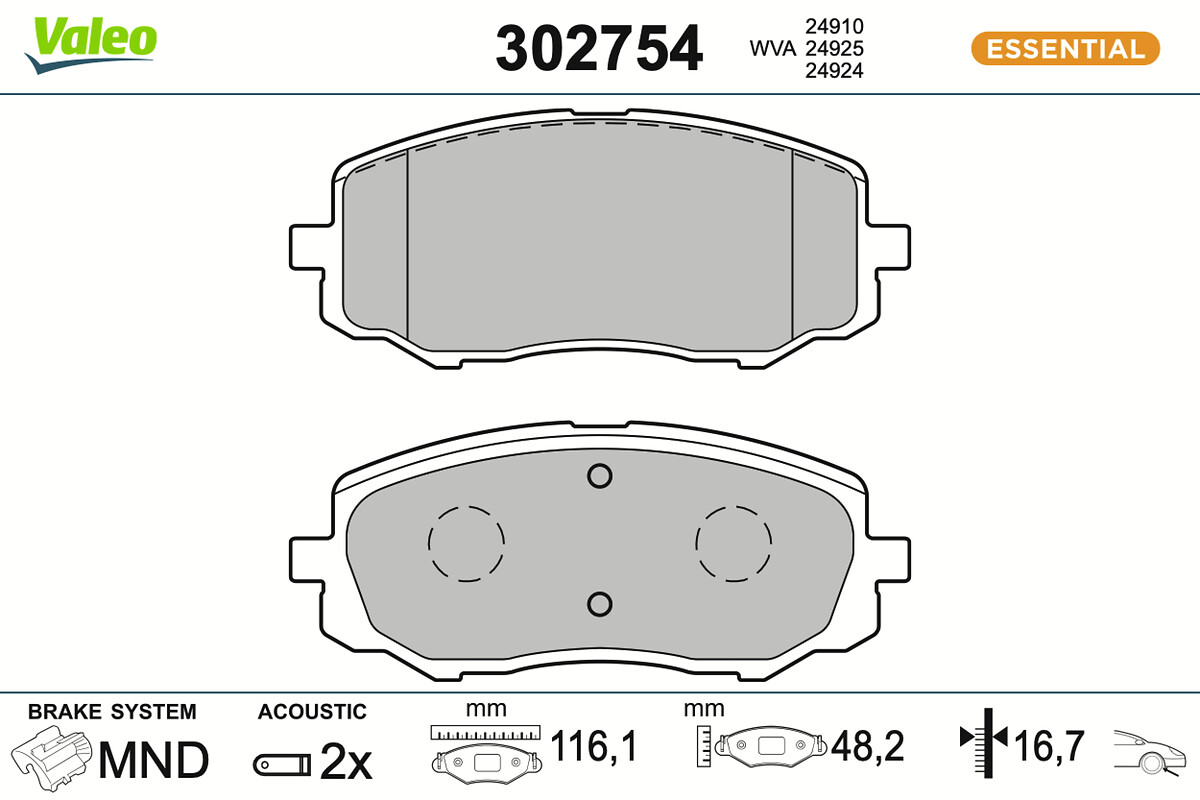 Brake Pad Set, disc brake - 302754 VALEO