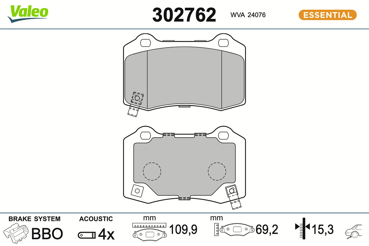 Brake Pad Set, disc brake - 302762 VALEO