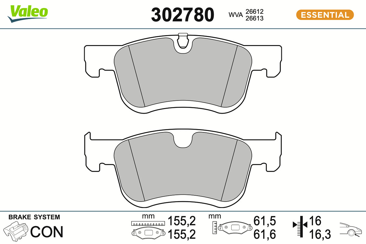Brake Pad Set, disc brake - 302780 VALEO