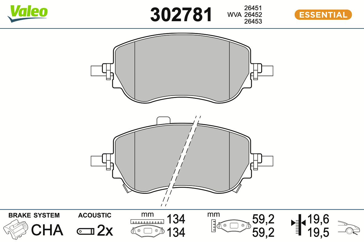 Brake Pad Set, disc brake - 302781 VALEO