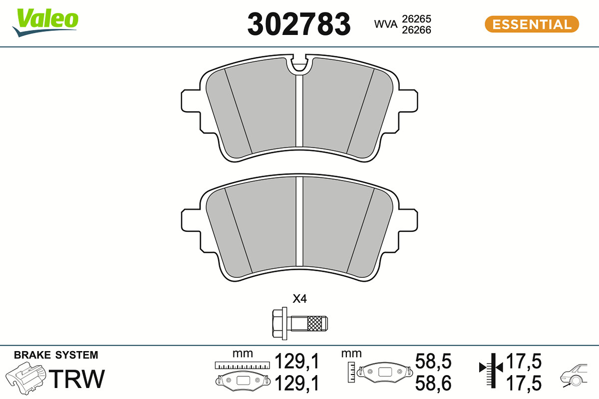 Brake Pad Set, disc brake - 302783 VALEO