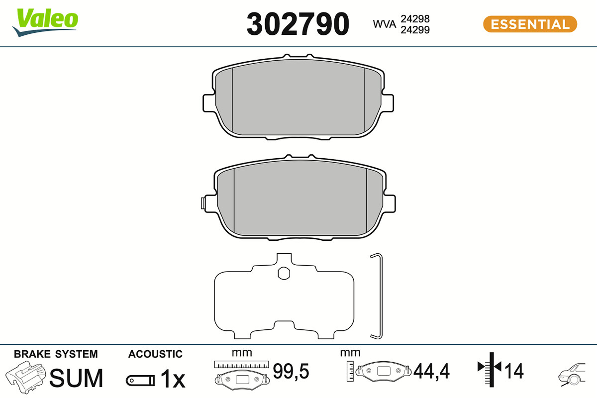 Brake Pad Set, disc brake - 302790 VALEO