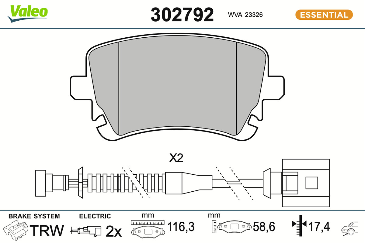 Brake Pad Set, disc brake - 302792 VALEO