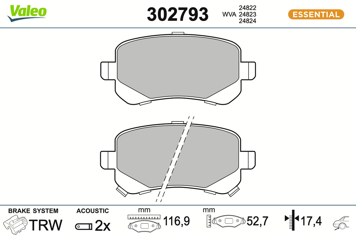 Brake Pad Set, disc brake - 302793 VALEO