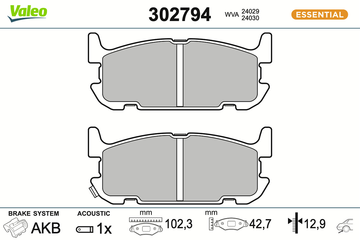 Brake Pad Set, disc brake - 302794 VALEO