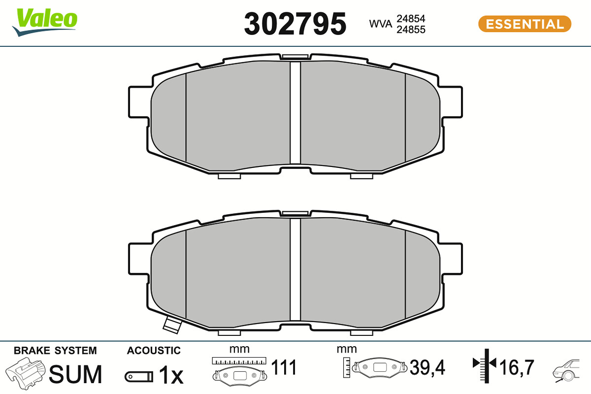 Brake Pad Set, disc brake - 302795 VALEO