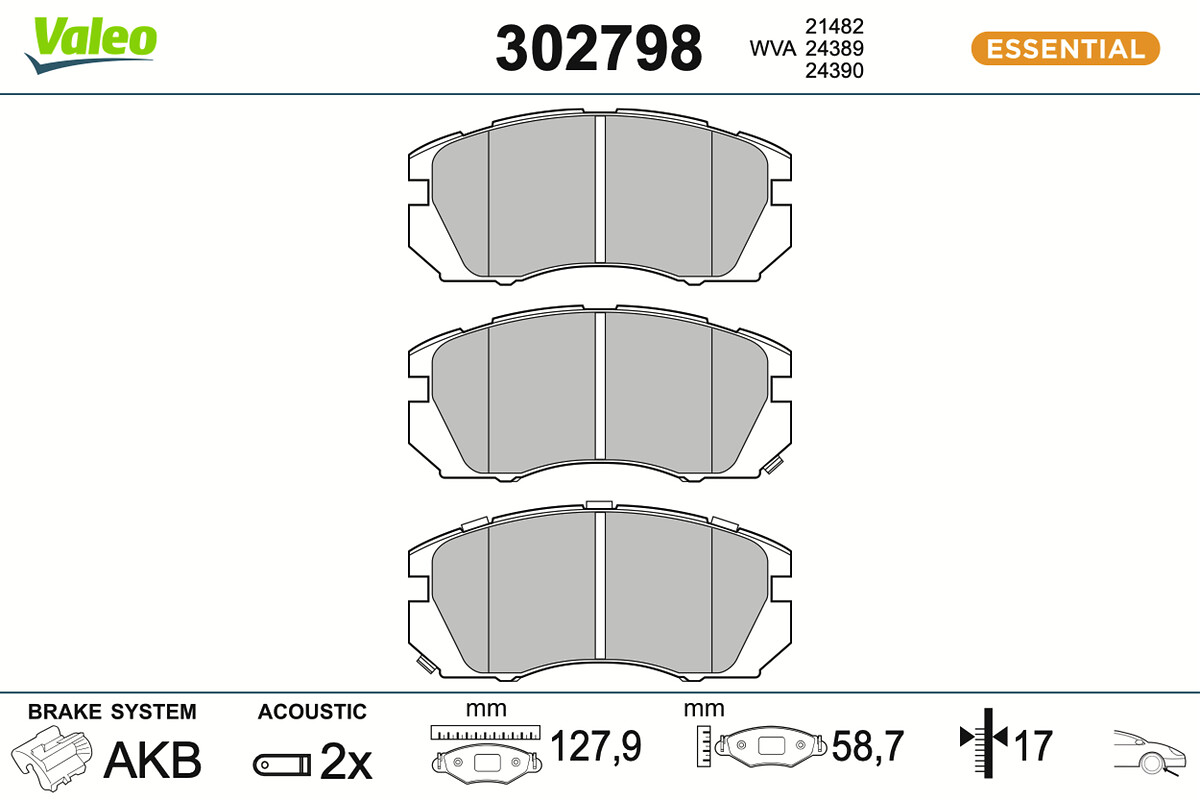 Brake Pad Set, disc brake - 302798 VALEO