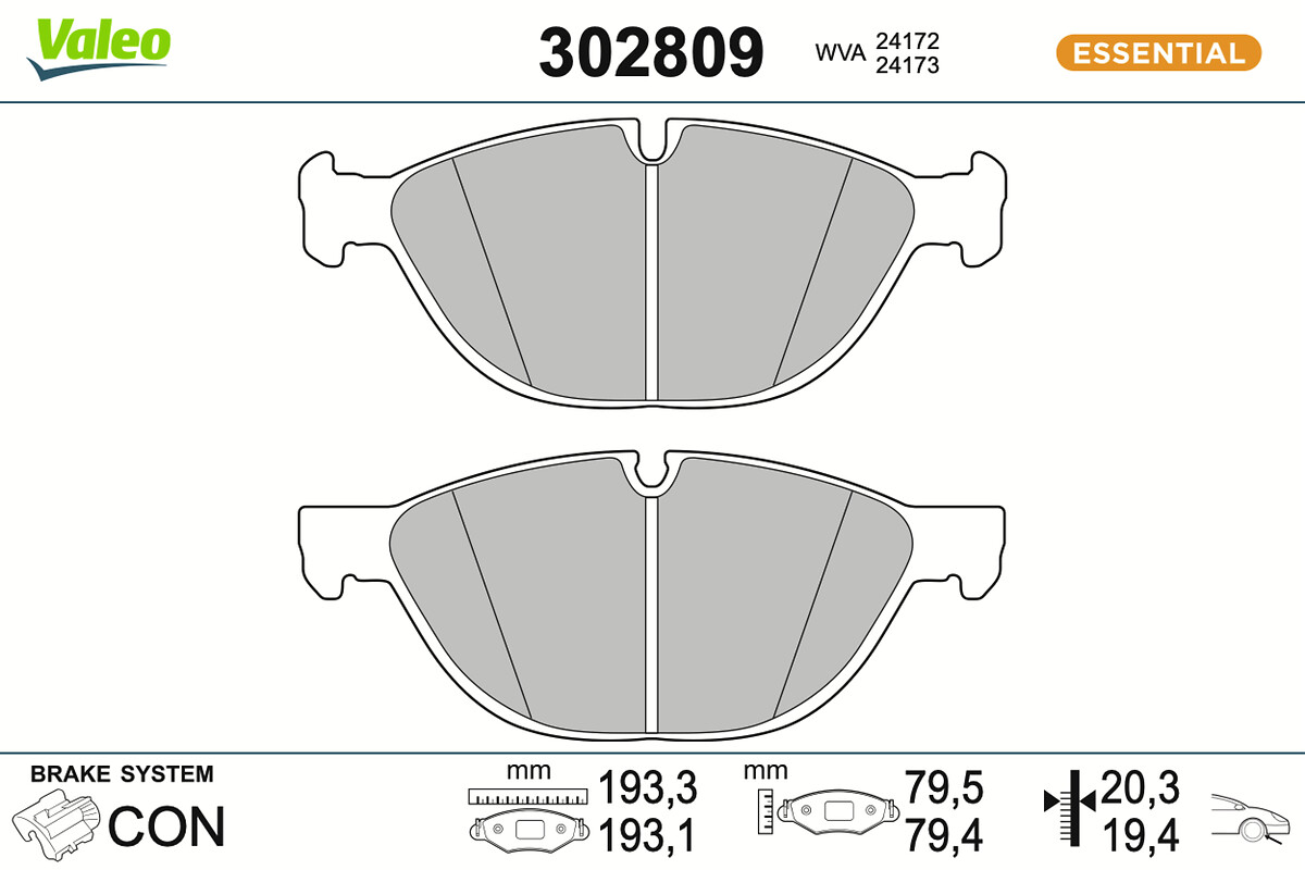 Brake Pad Set, disc brake - 302809 VALEO