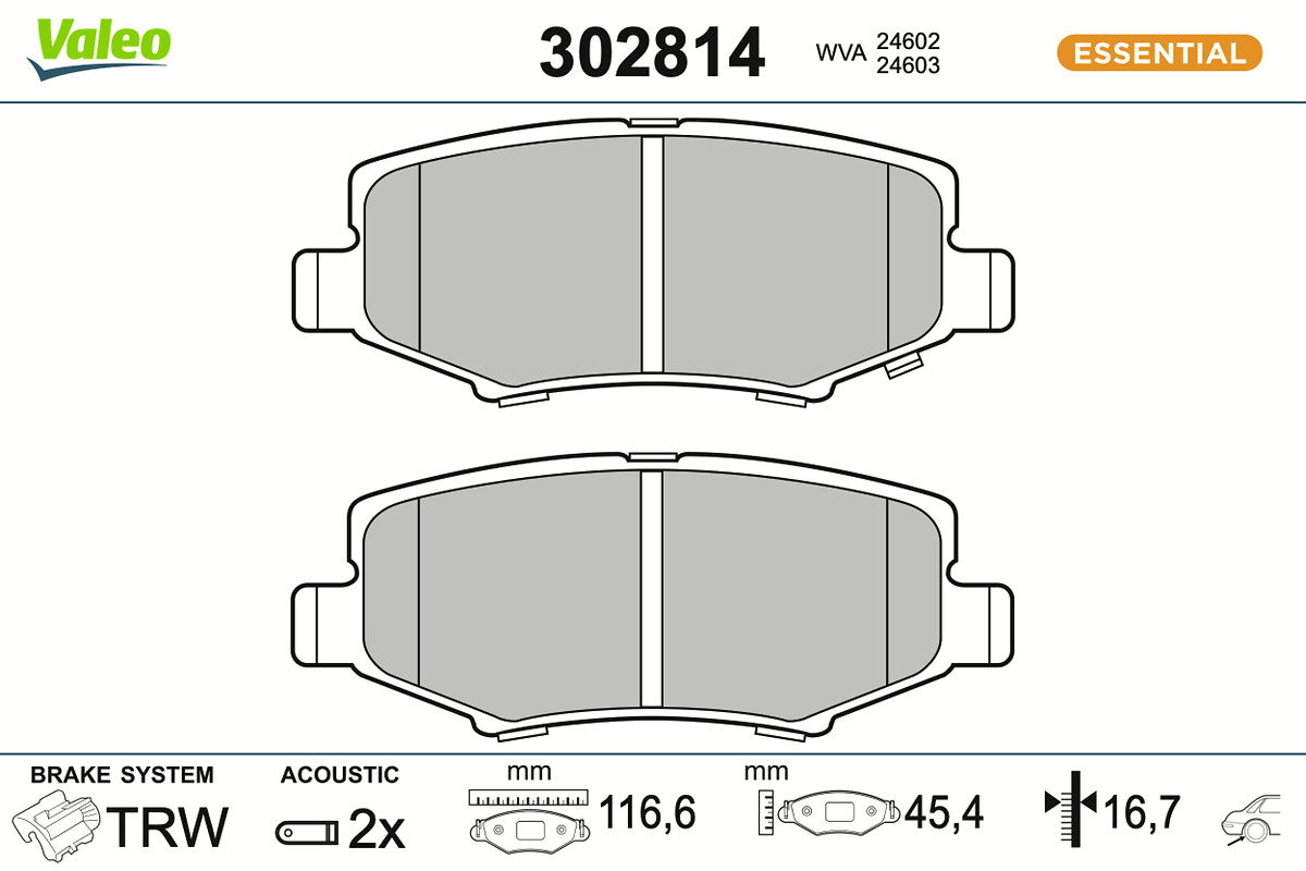 Brake Pad Set, disc brake - 302814 VALEO