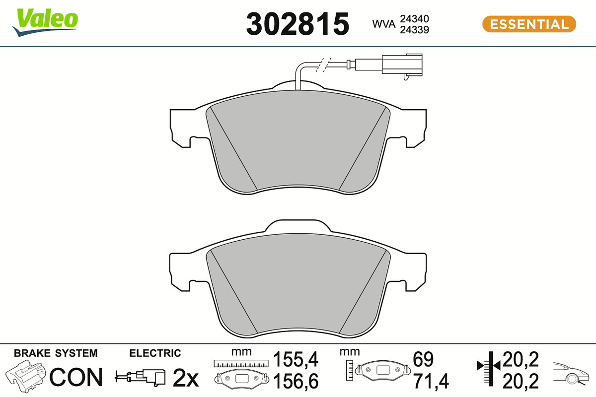 Brake Pad Set, disc brake - 302815 VALEO