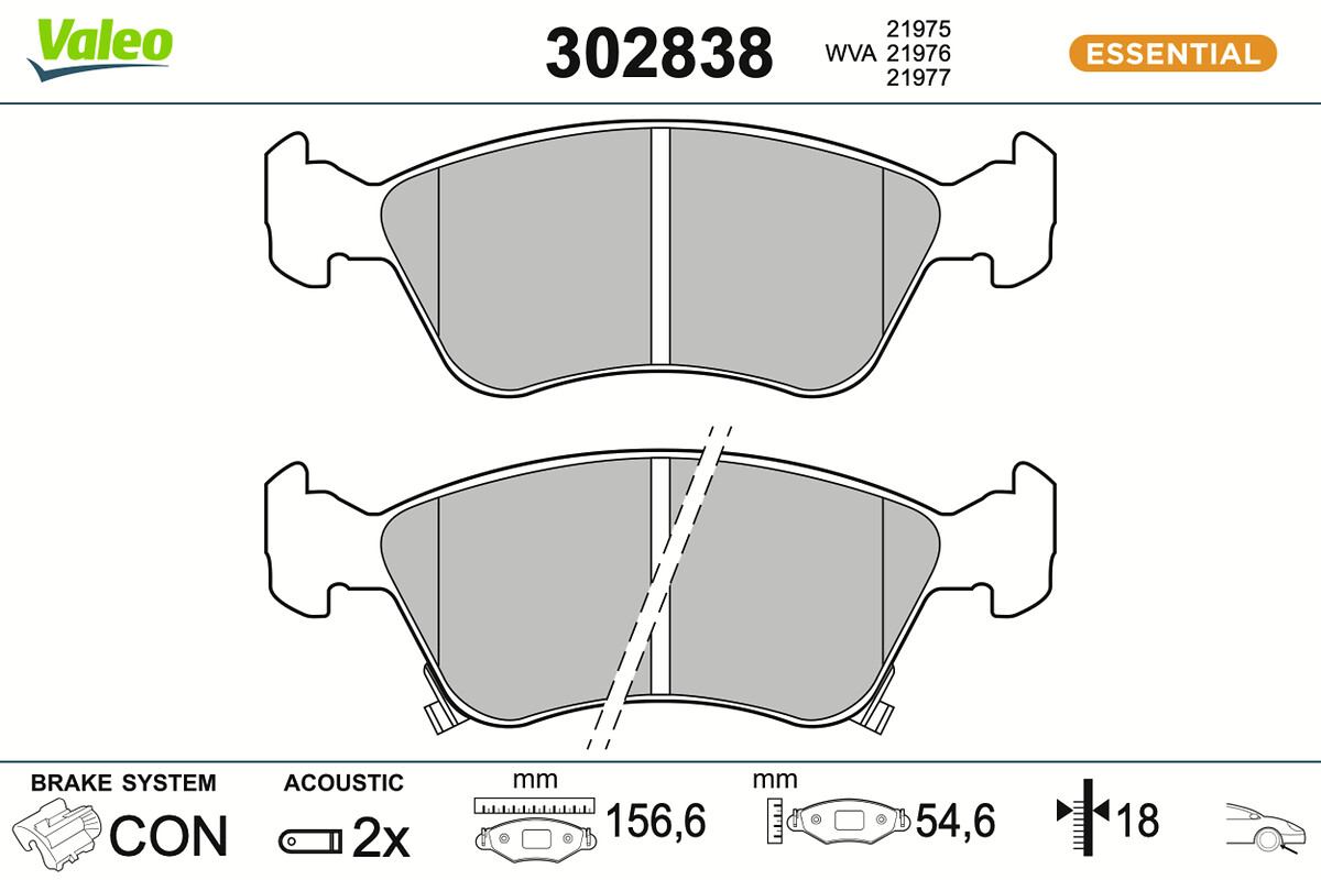 Brake Pad Set, disc brake - 302838 VALEO