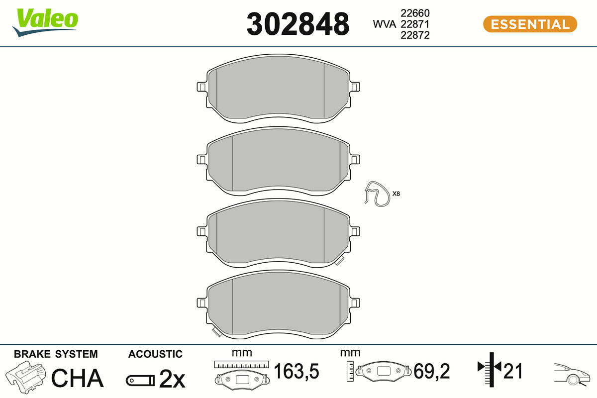 Brake Pad Set, disc brake - 302848 VALEO