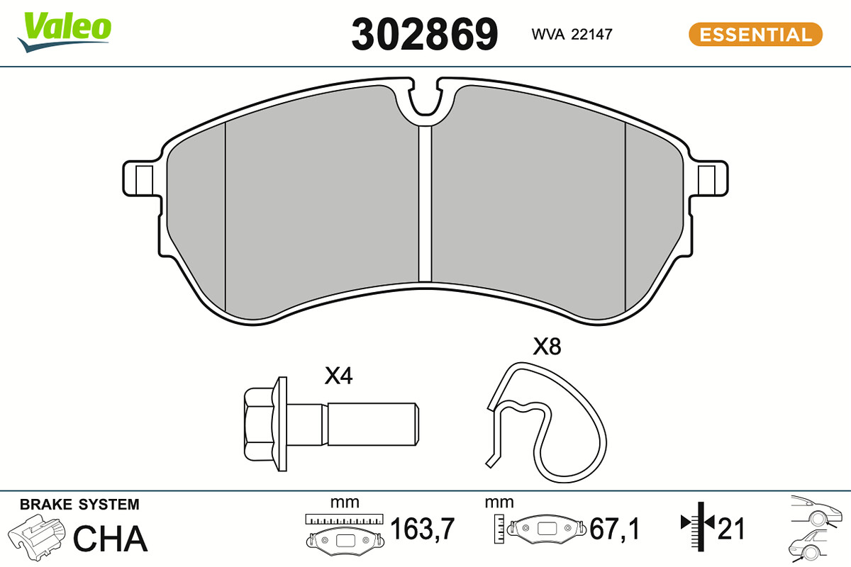 Brake Pad Set, disc brake - 302869 VALEO