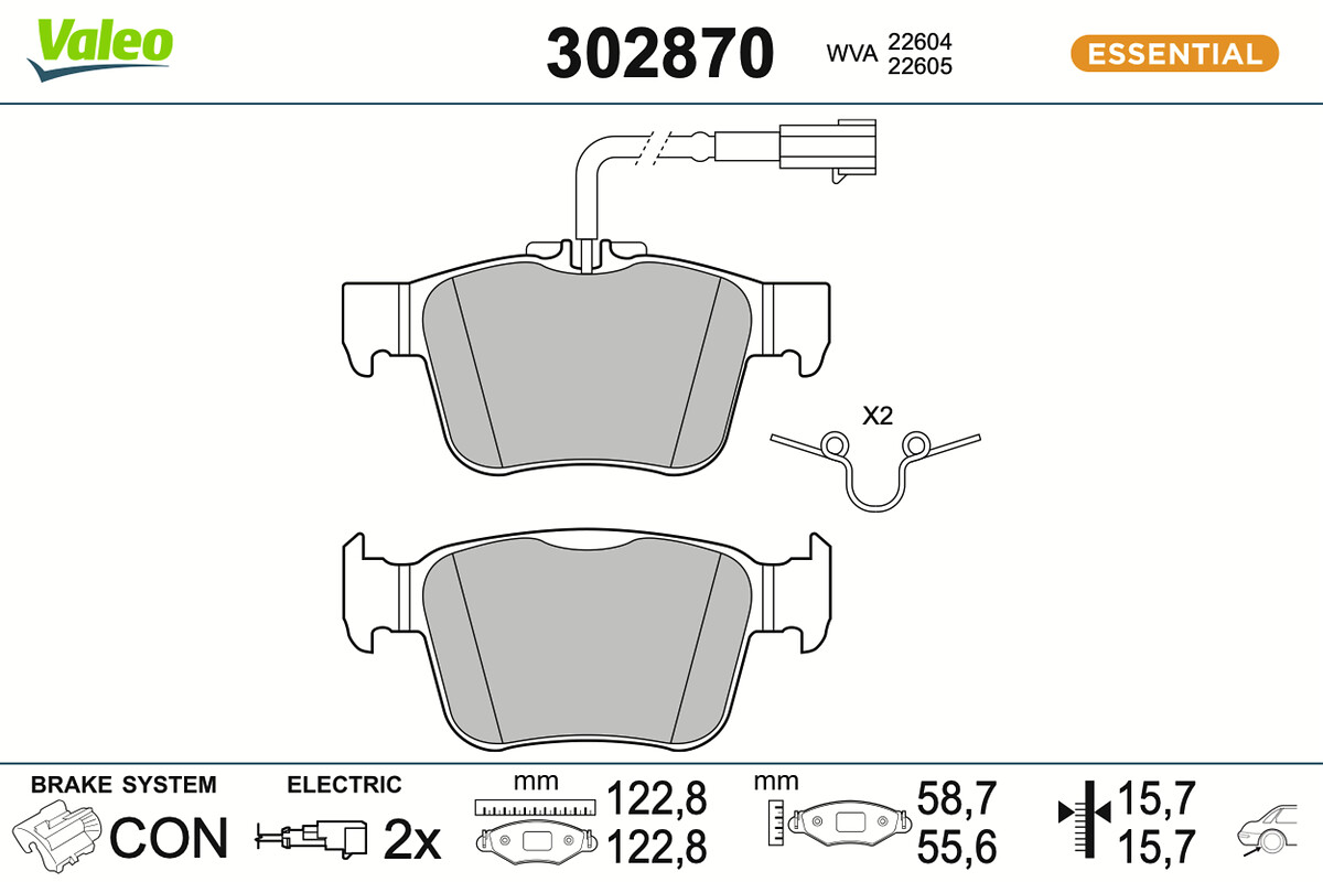 Brake Pad Set, disc brake - 302870 VALEO
