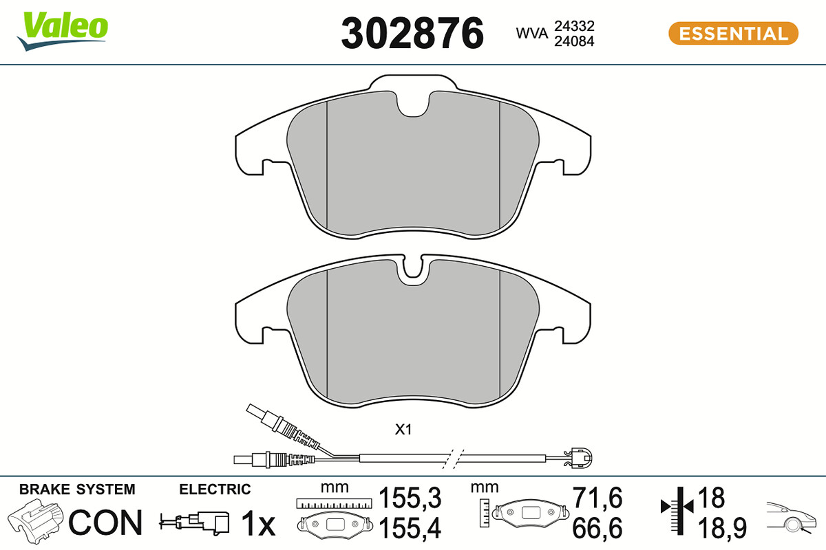 Brake Pad Set, disc brake - 302876 VALEO