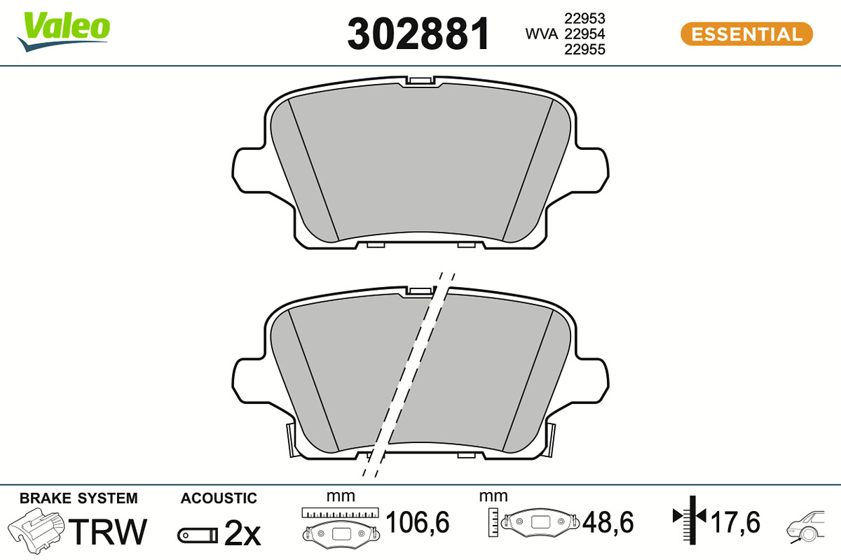 Brake Pad Set, disc brake - 302881 VALEO