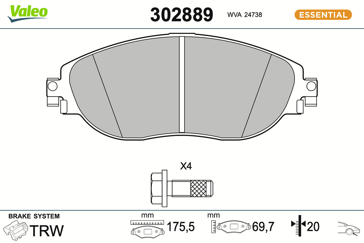 Brake Pad Set, disc brake - 302889 VALEO