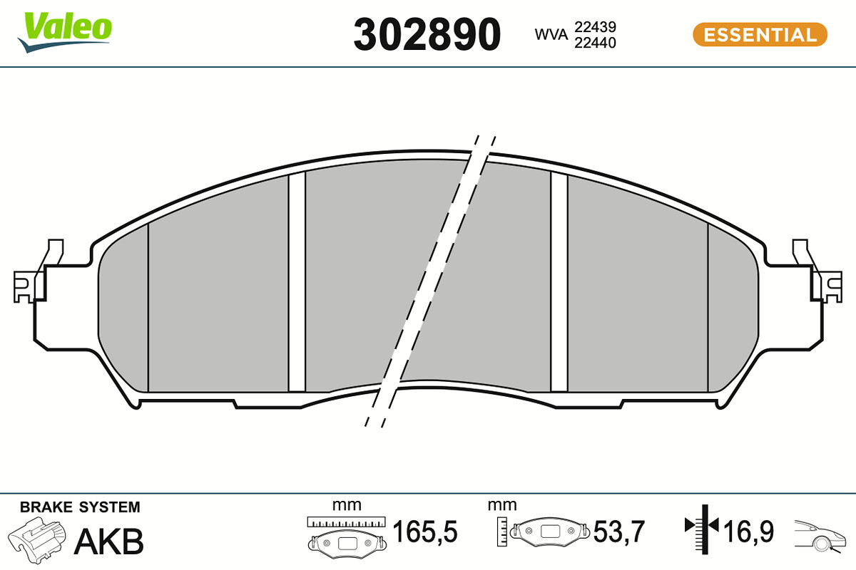 Brake Pad Set, disc brake - 302890 VALEO