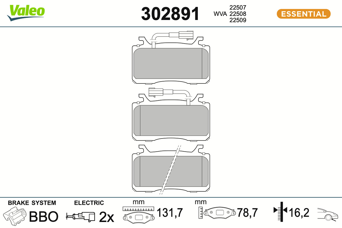 Brake Pad Set, disc brake - 302891 VALEO