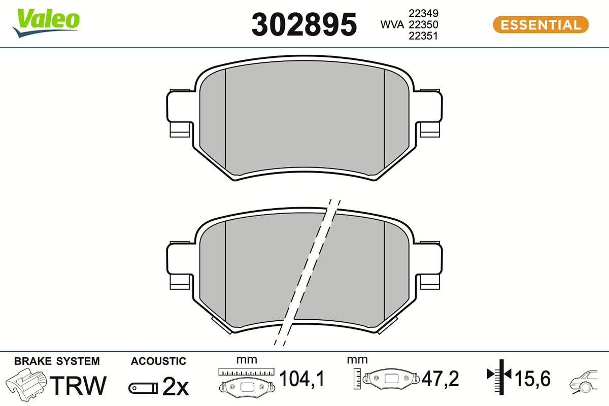 Brake Pad Set, disc brake - 302895 VALEO