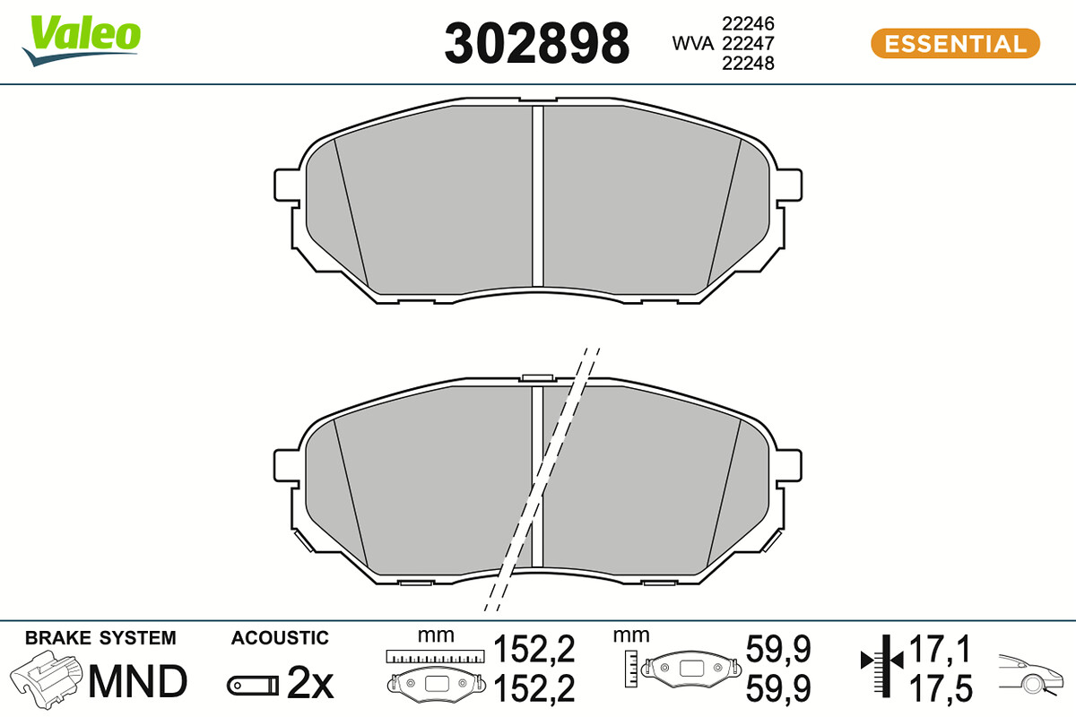 Brake Pad Set, disc brake - 302898 VALEO