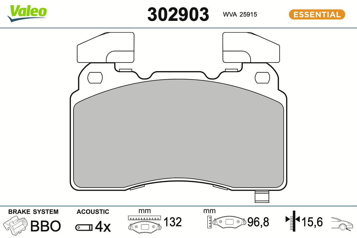 Brake Pad Set, disc brake - 302903 VALEO